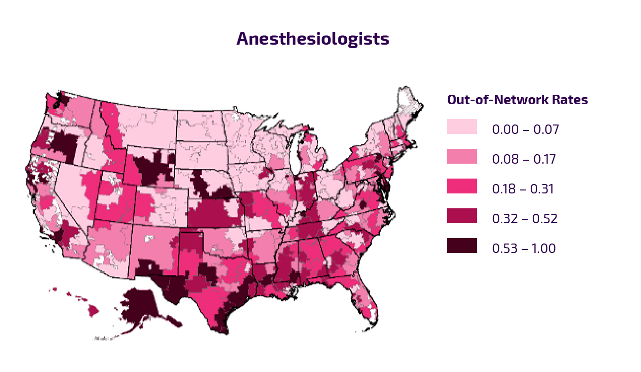 Chart Anesthesiologists Out-of-Network Prevalence by Hospital Referral Region