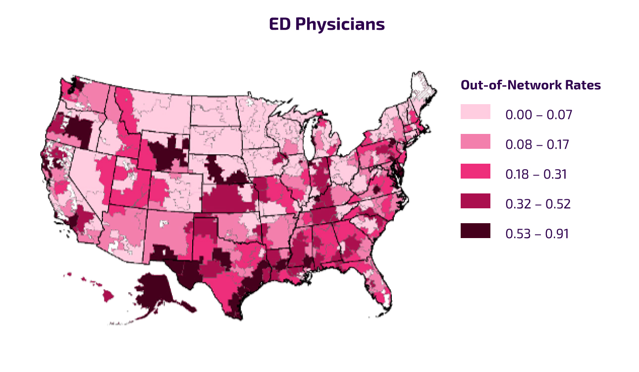 Chart ED Physicians Out-of-Network Prevalence by Hospital Referral Region