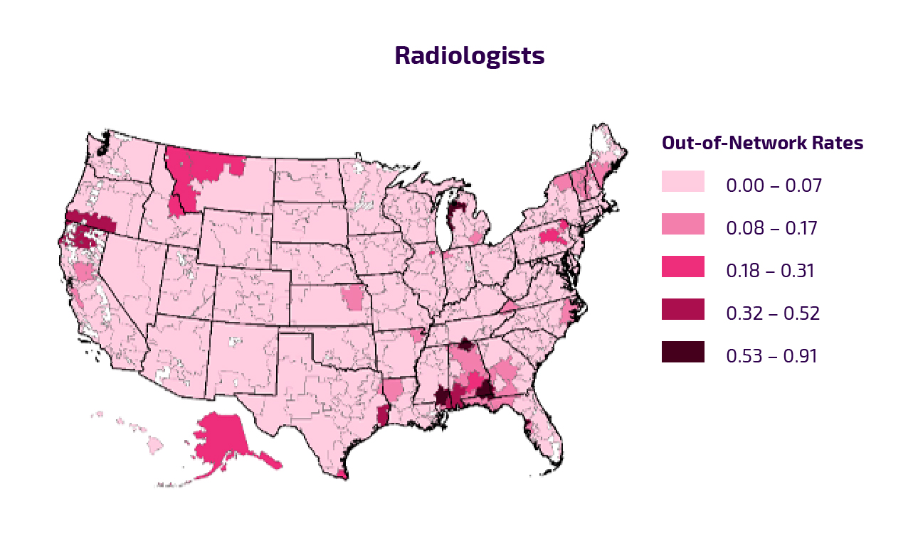 Chart Radiologists Out-of-Network Prevalence by Hospital Referral Region